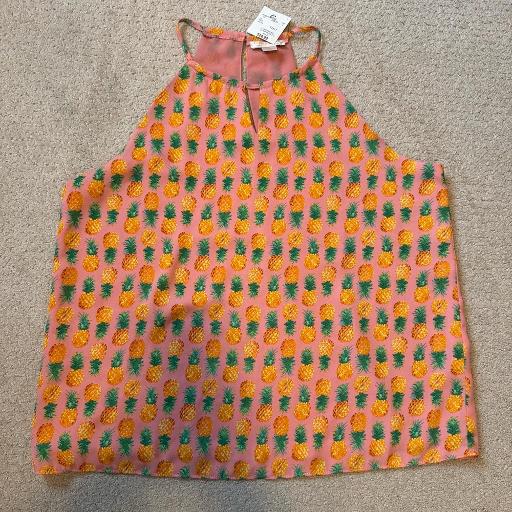Finn & Grace Sleeveless Pineapple Top NWT